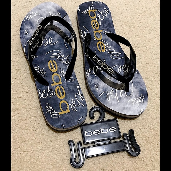 🆕🔥RARE BEBE SUPER CUTE FLIPFLOPS/BLACK&BEBE IN BLING SILVER MULTICOLORED INSOL - Picture 8 of 12